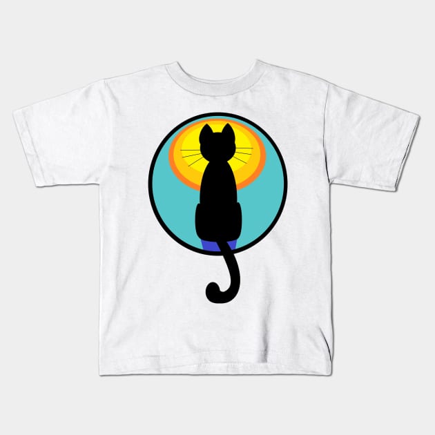 Moonstruck Cat Kids T-Shirt by JeanGregoryEvans1